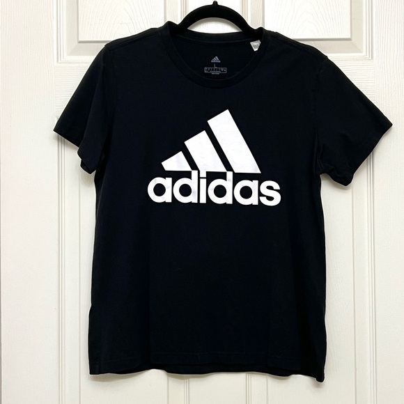 adidas Tops - Women’s Adidas Black & White Logo T-Shirt Size L